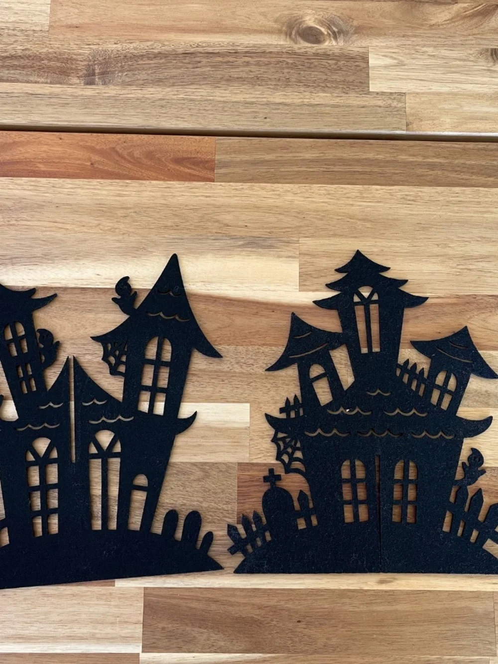 Halloween - 2 piece felt, light-weight, black Haunted House decor